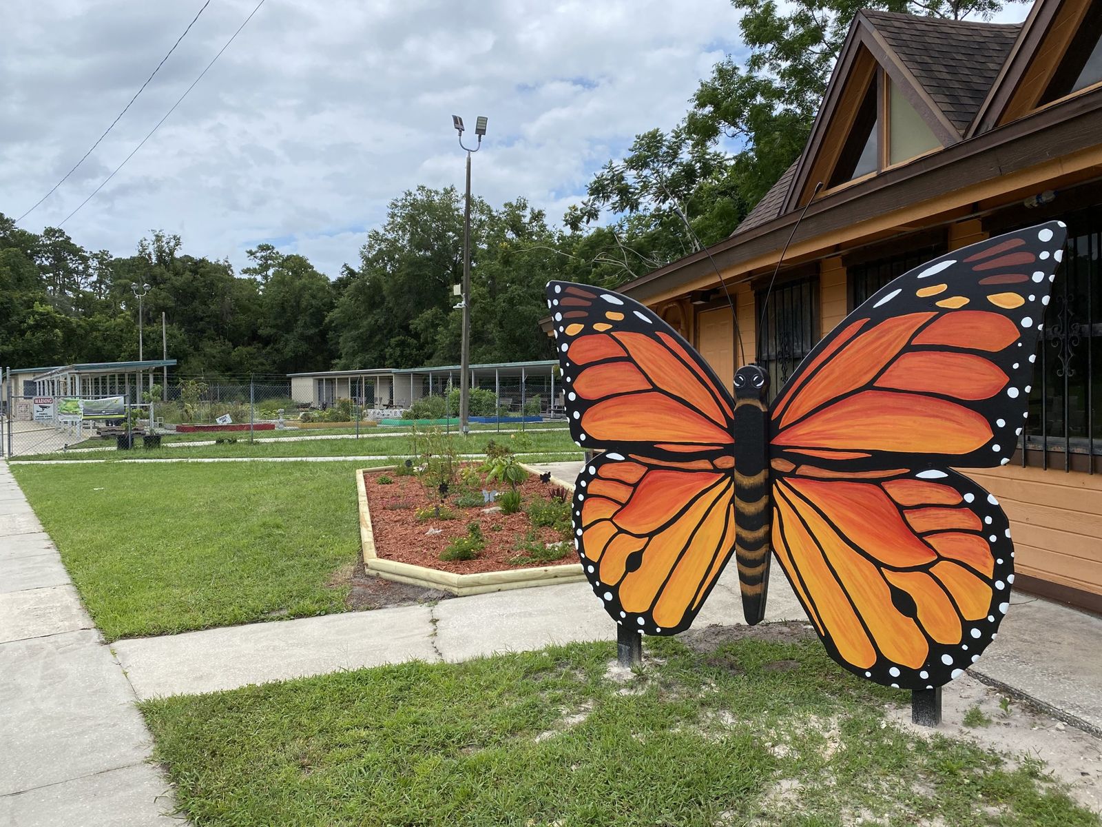 The hand-painted butterfly sculpture at Deltona Community Gardens, Vann Park